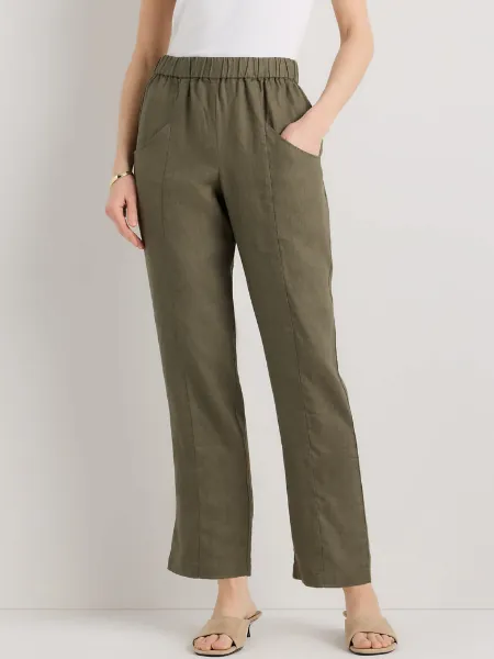100% European Linen Tapered Ankle Pants